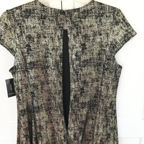 ALFANI Rose Shimmer Metallic Fit & Flare Dress Black Gold Women’s Plus Size 16 - Picture 8 of 16